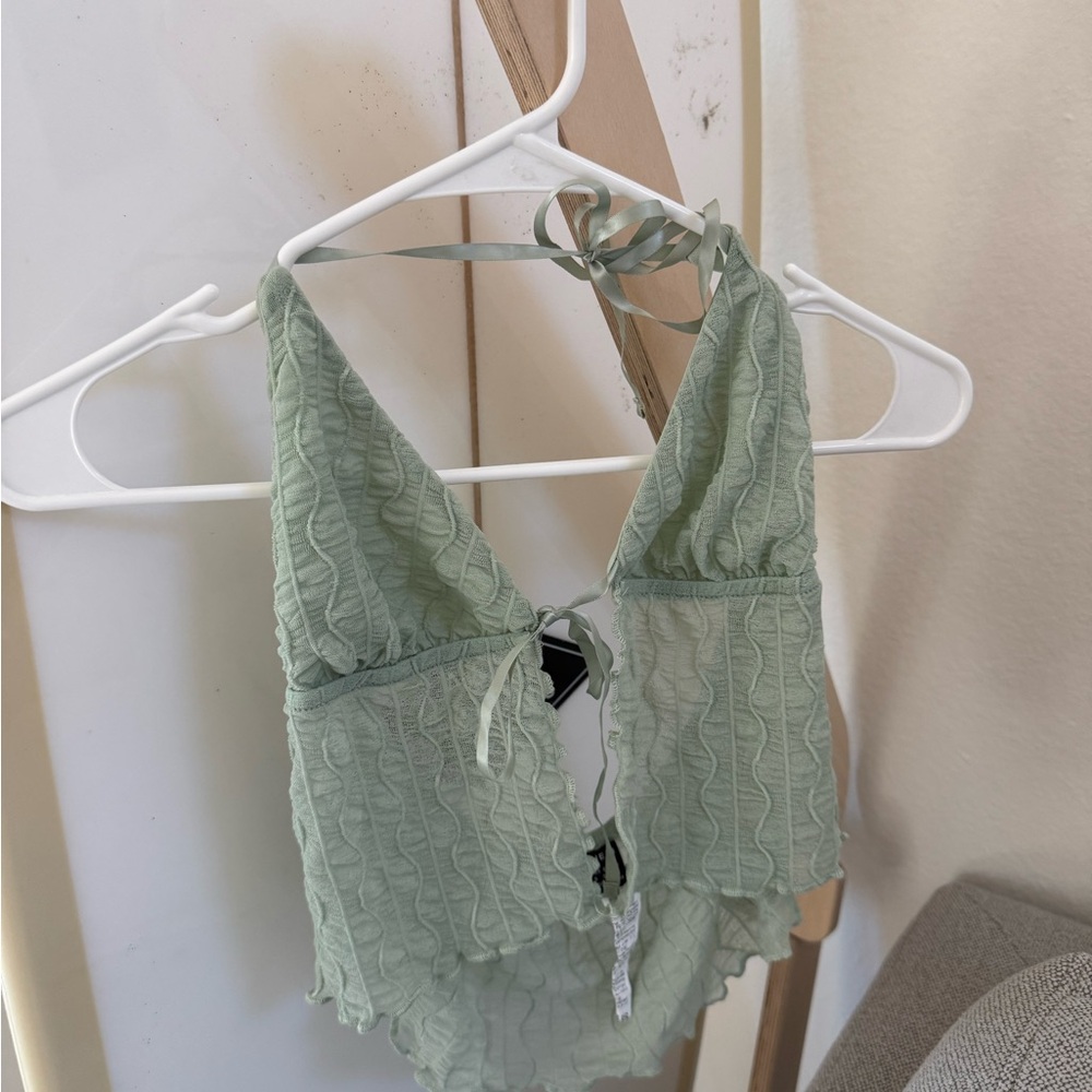 SHEIN Light Green Textured Tank Top